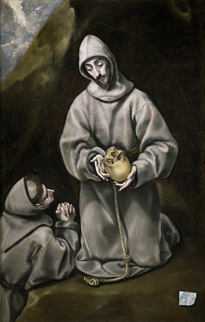 Saint Francis of Assisi and Brother Leo Meditating on Death by El Greco